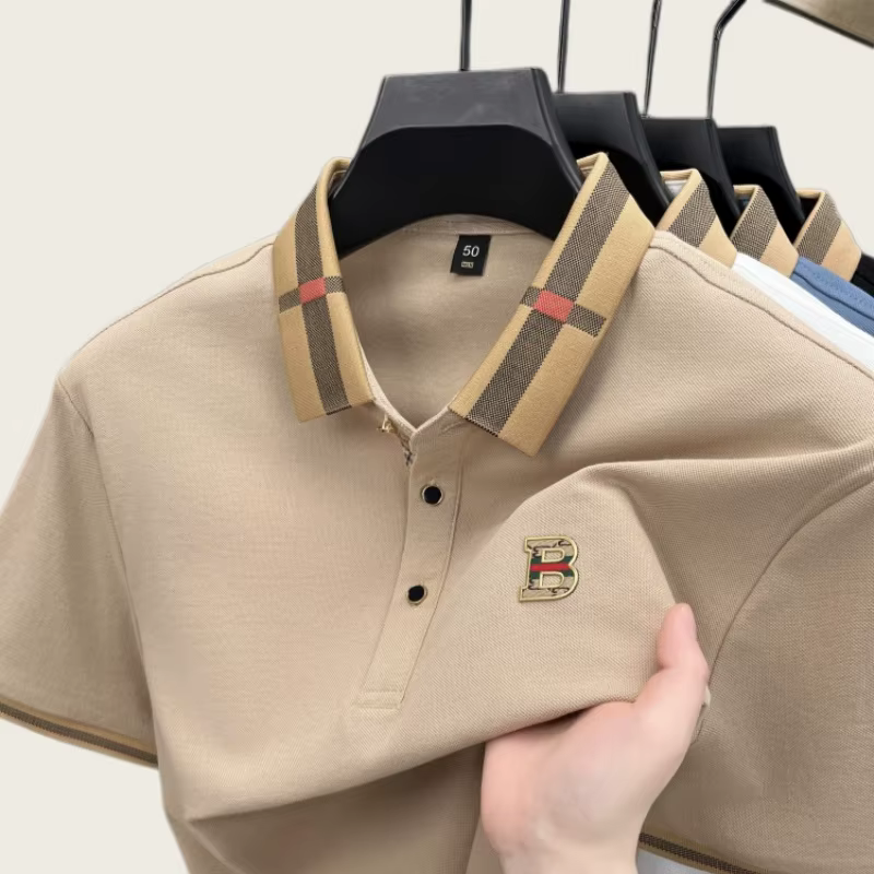 Polo à manches courtes avec logo de marque de luxe pour hommes, t-shirt Paul respirant en coton et s