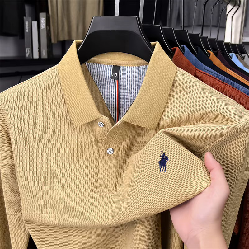 100% coton marque haut de gamme à manches longues polo shirt nouveau Paul Pony brodé luxe confortabl