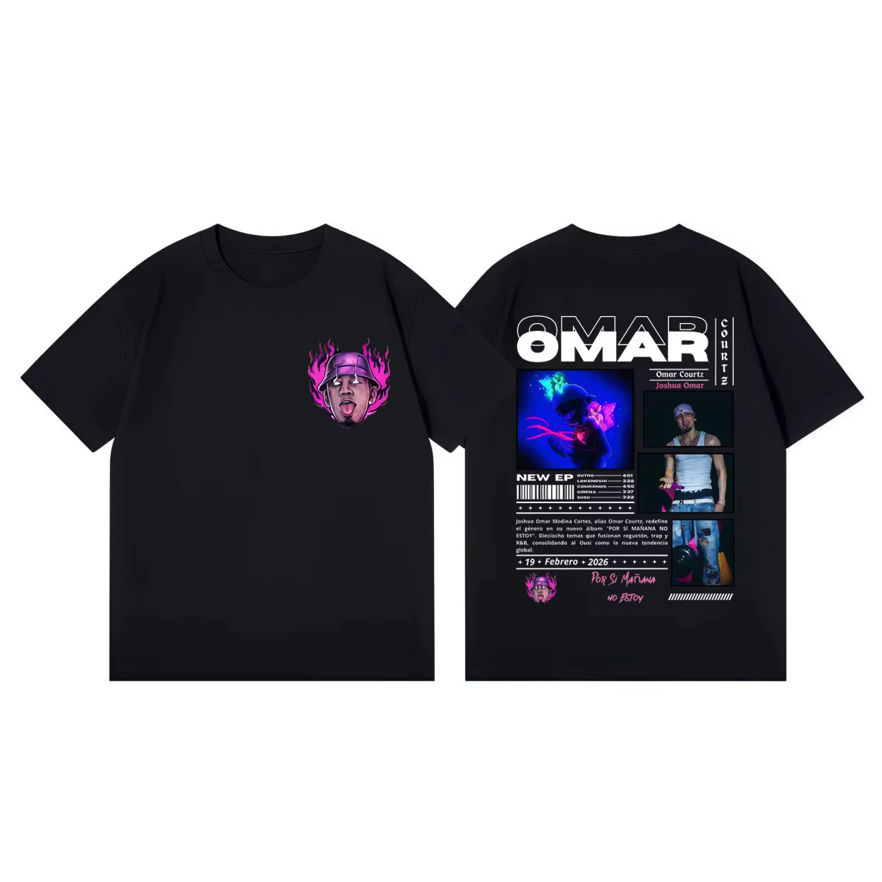 Omar Courtz Por Si Mañana No Estoy Album Graphic T-Shirts Fashion Pop Music Short Sleeve T-shirt Uni