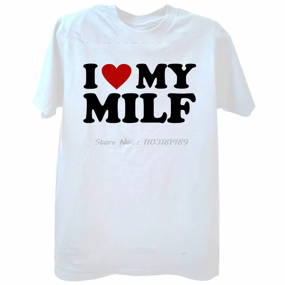T-shirt Guile à col rond et manches courtes, I Love My MILF, Funny Saying, Sarcastic Novelty, O-Roun
