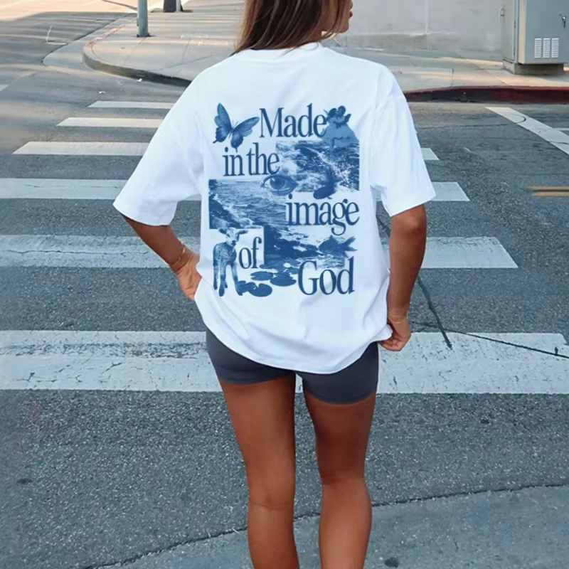 Image de dieu église t-shirt surdimensionné Cool chrétien Streetwear esthétique religieux graphique 