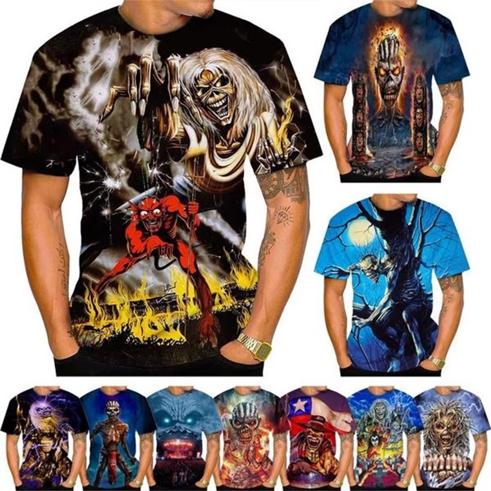 Mode d'été nostalgique 3D imprimé Heavy Metal musique diable Cool mode T-shirt personnalisé