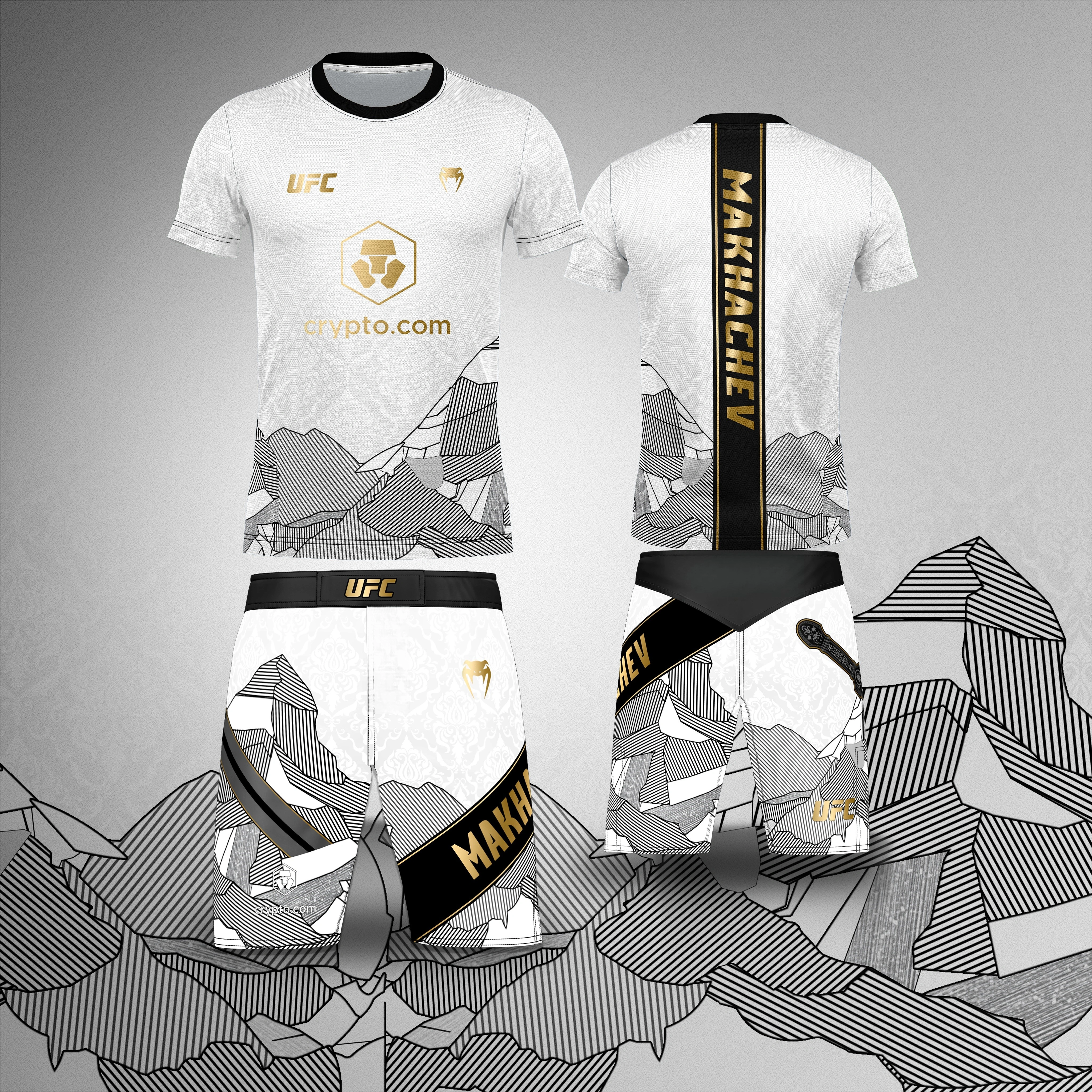 Ensemble de t-shirt et short UFC Top Fighters Islam Makhachev Combat Fighting Event, respirant, pour