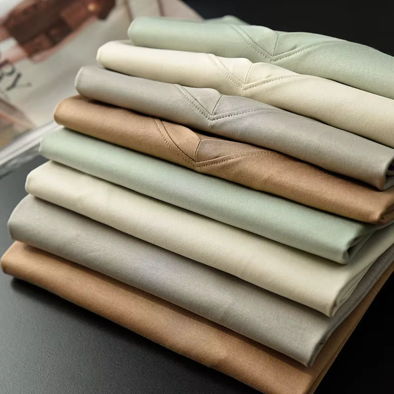 T-shirts d'été en coton mercerisé pour femmes, en soie, col rond, manches courtes, amples et droits,