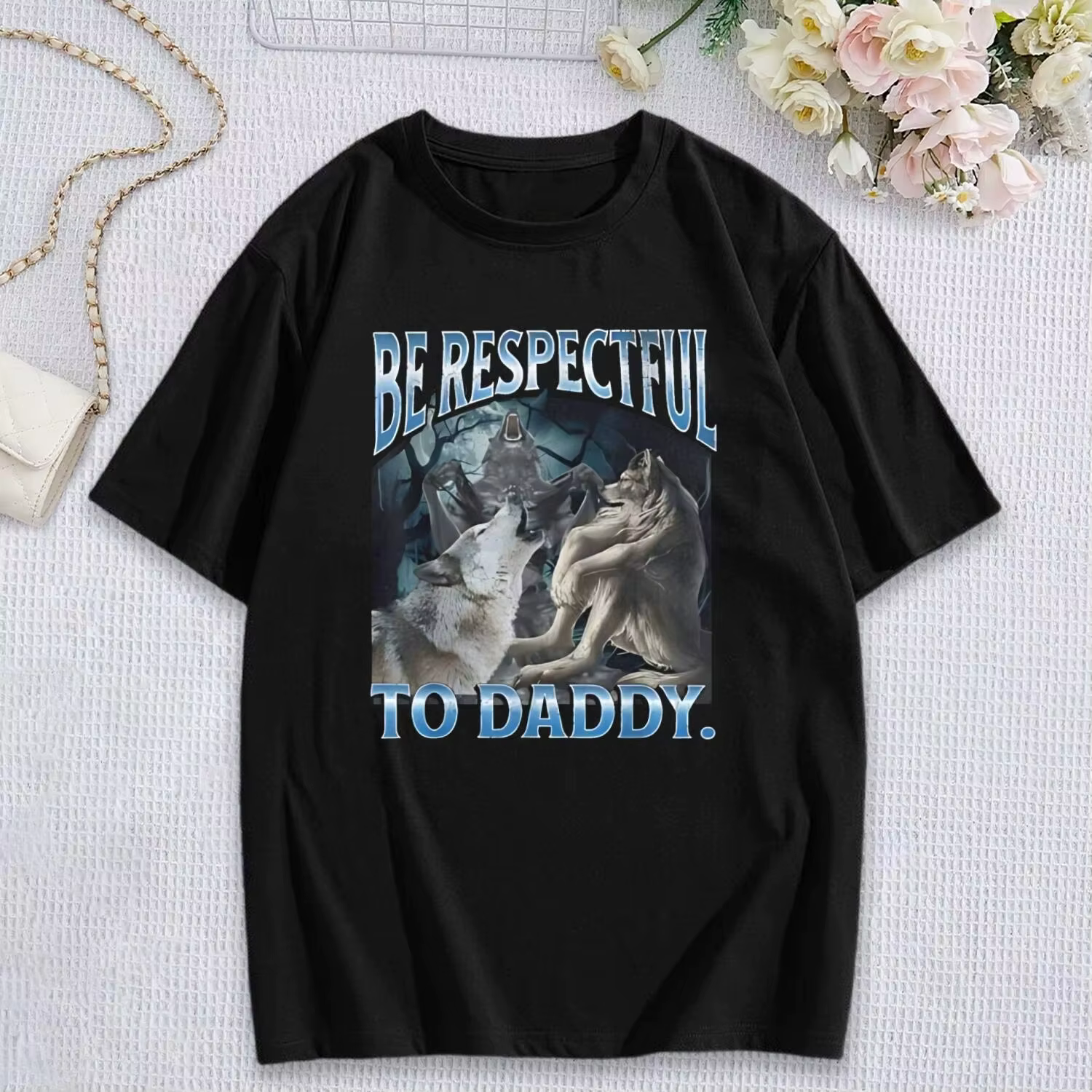 Soyez respectable à papa drôle Alpha loup-garou loup Meme T-Shirt prévalent doux manches courtes T-S
