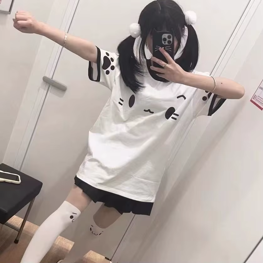 Économie blancs à manches courtes pour femmes, t-shirts japonais, col rond, décontracté, chic, migno