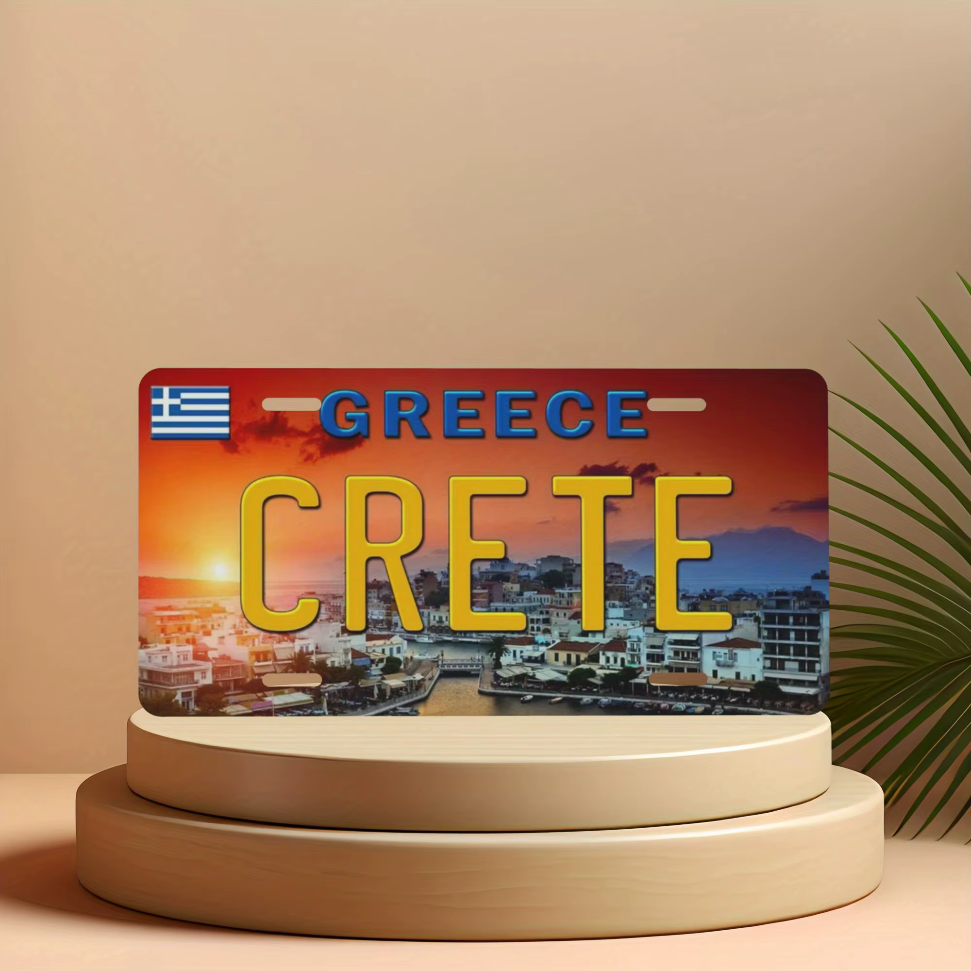 Plaque d'immatriculation en aluminium avec peinture métallique haute définition, motif Côte de Crète
