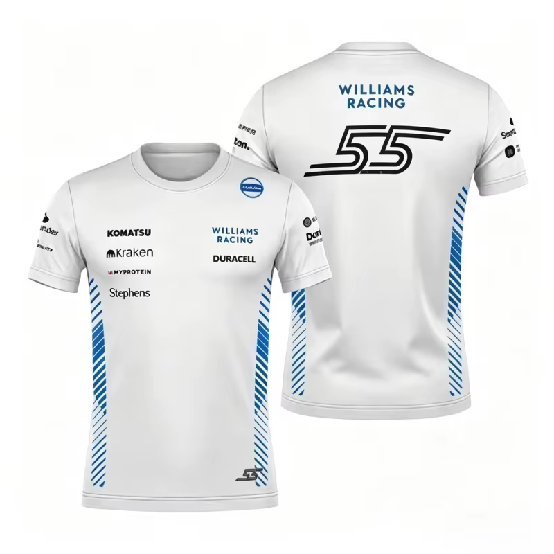 Hommes et enfants # 23 # T-shirt graphique Williams Racing numéro 55 imprimé, respirant, séchage rap