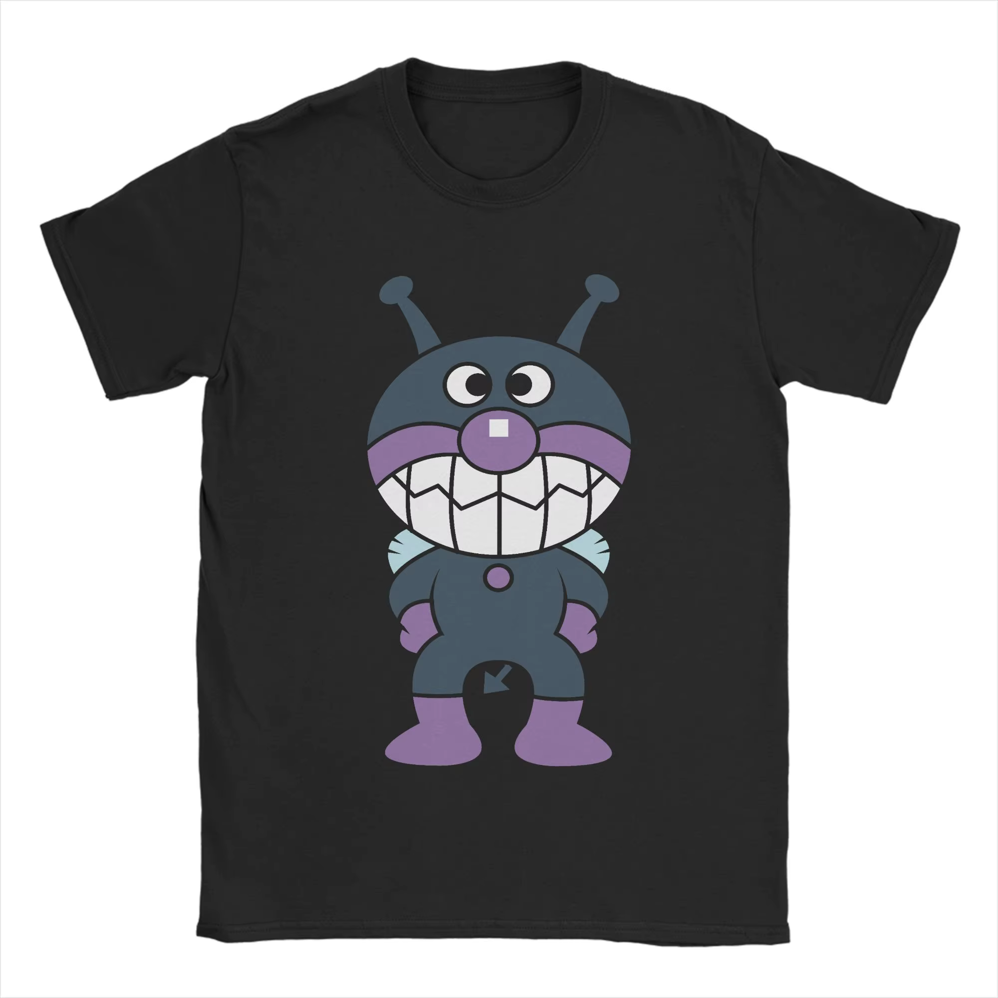 T-shirt à manches courtes pour hommes, en pur coton, drôle, à col ras du cou, Baikinman, Anime Anpan