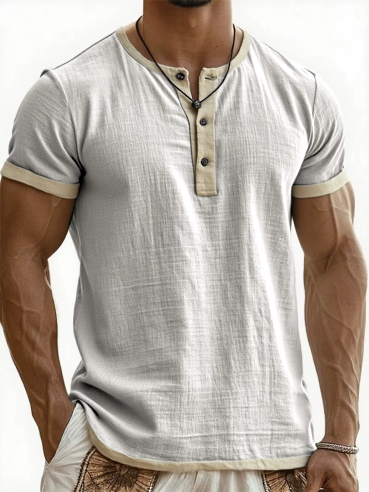 T-shirt en lin et coton pour hommes, chemise d'été décontractée à manches courtes, confortable et re