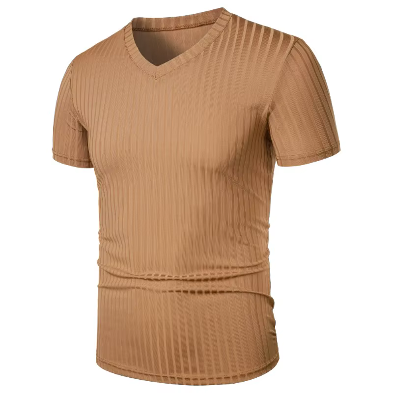 T-shirts musculaires à manches courtes pour hommes, col en V extensible, musculation, Streetwear lég