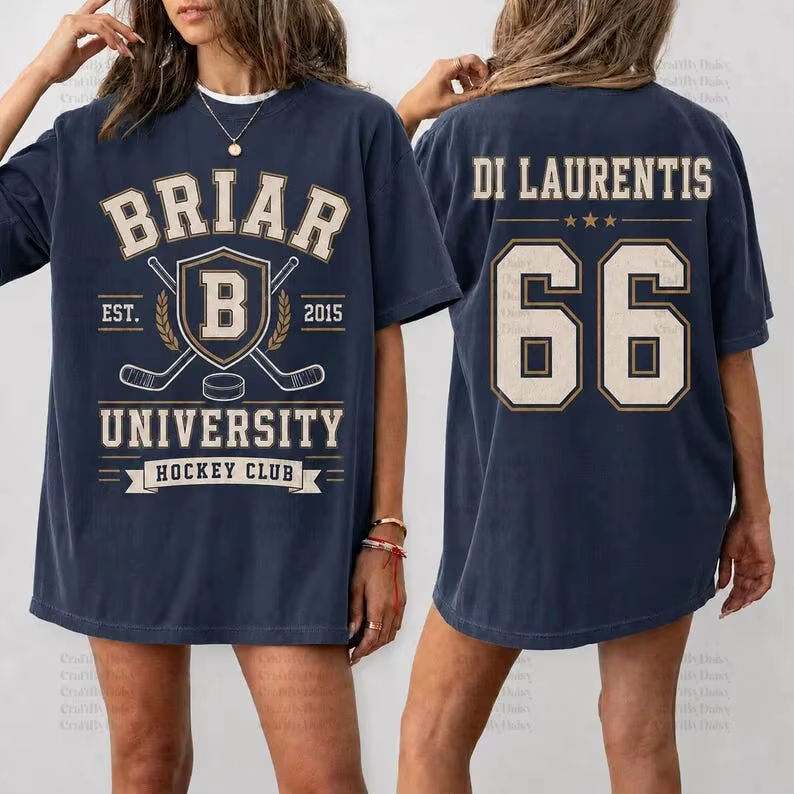 T-shirt Y2K Oversize Unisexe pour Hommes et Femmes, Off-Campus Briar Hockey, Hockey Romance, Briar H