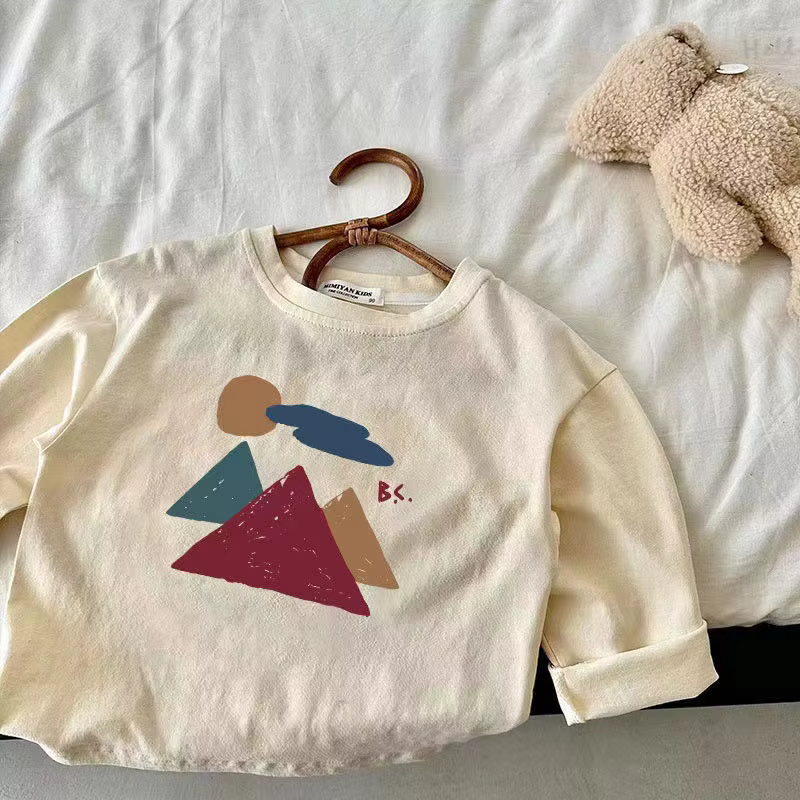 T-shirt à manches longues pour enfants de 2 à 7 ans, en coton, ample, imprimé coréen, vêtements pour