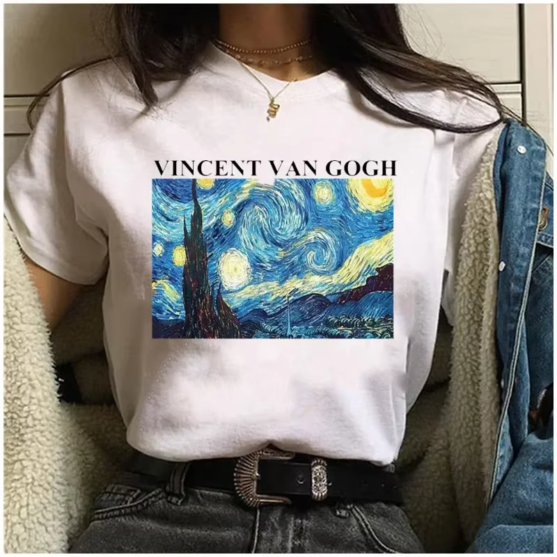 Offre spéciale T-Shirt femmes Van gogh imprimé femme T-Shirt mode graphique T-Shirt Harajuku Style c