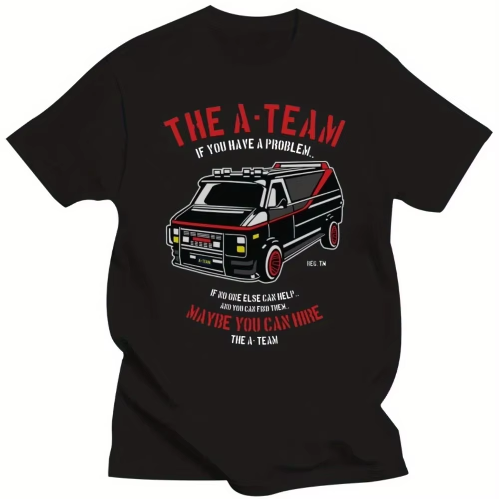 T-shirt pour hommes plus grands avec le design humoristique de l'émission télévisée A-Team Van des a