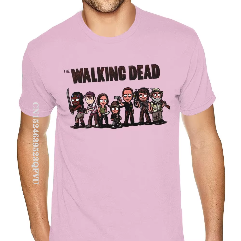 T-shirt en pur coton pour homme, Style gothique et Kawaii, inspiré du dessin animé "The Walking Dead
