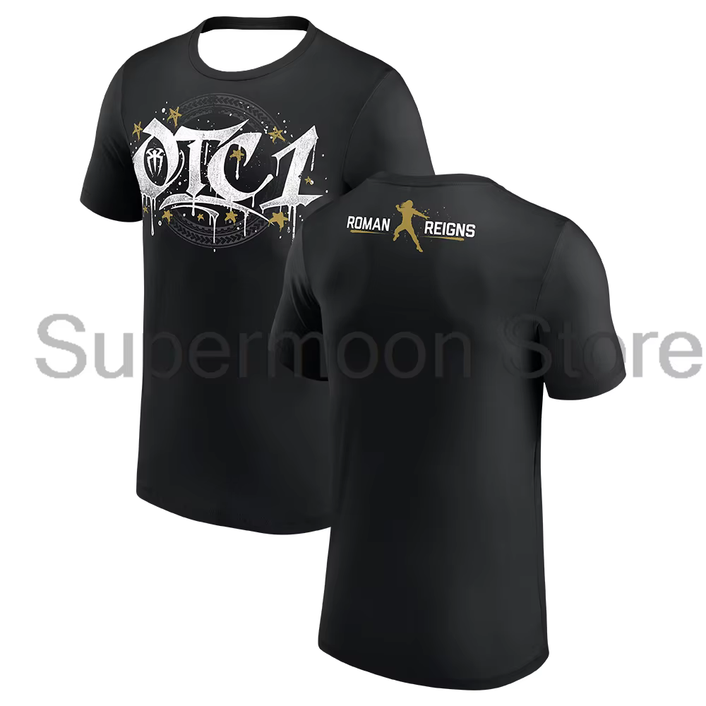 Roman Reigns Gold OTC1 T-shirt col rond à manches courtes Streetwear pour femmes et hommes, vêtement