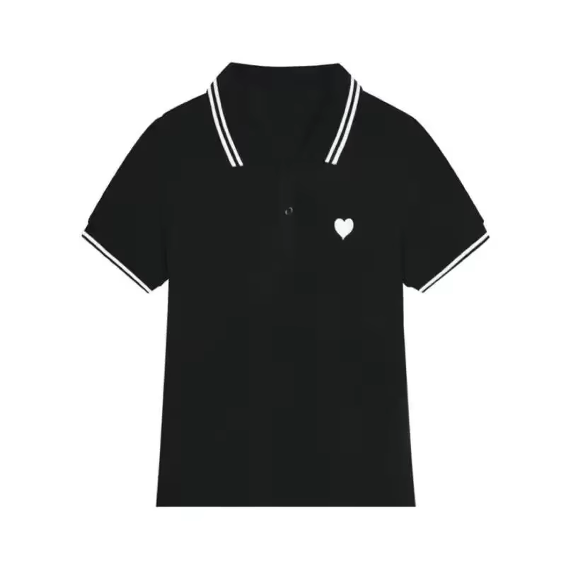 Chemise boutonnée à col polo pour femme, 100 coton Belgi, broderie blanche, pulls baggy pour femme, 