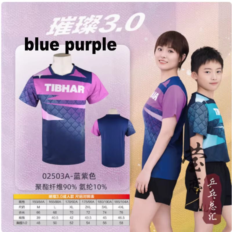T-shirts Tibhar, t-shirts de sport pour le jeu de tennis de table, t-shirts de ping-pong à manches c