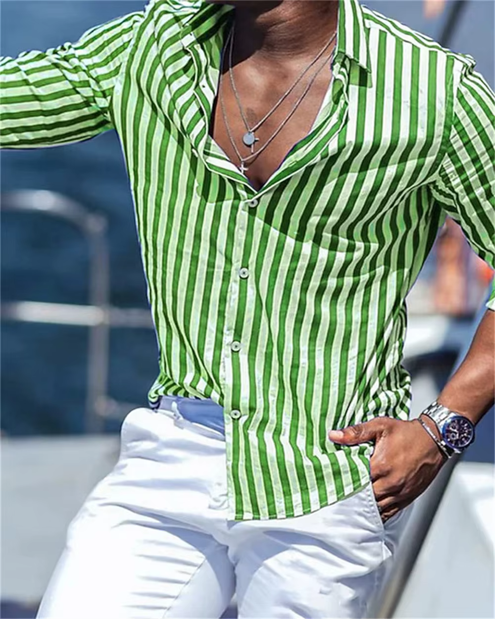Chemise imprimée à manches longues pour hommes, tenue sociale de luxe, hawaïenne, élégante, classiqu