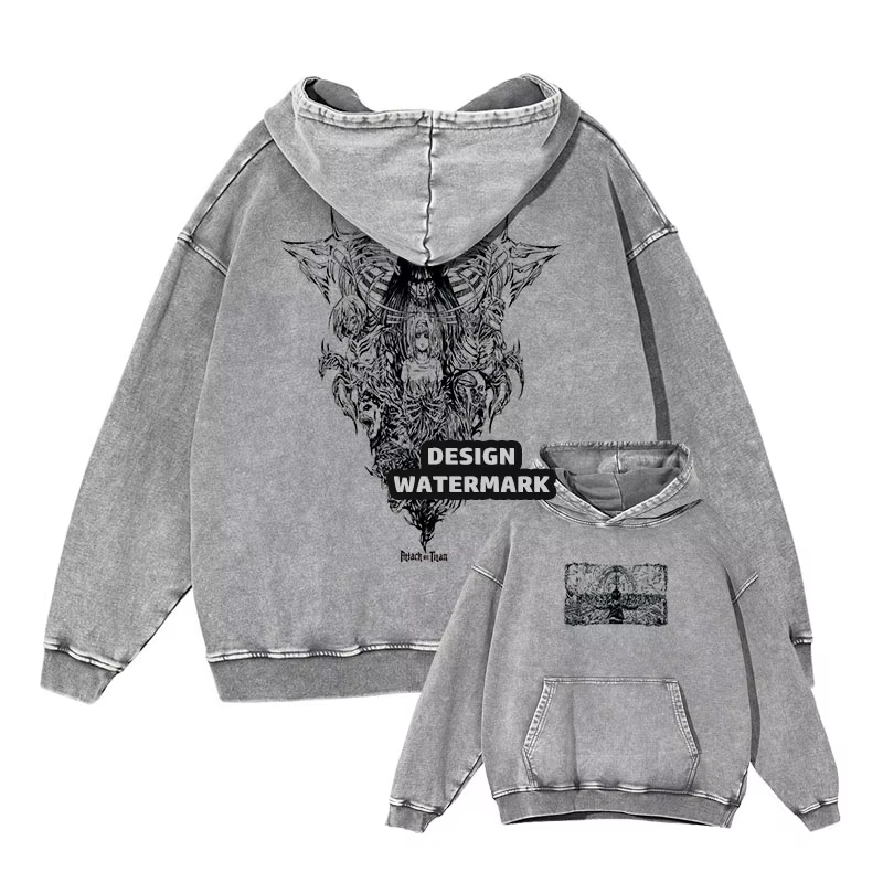 Anime Levi sweats à capuche Vintage lavé a-attaque sur Titan sweat à capuche décontracté Manga Yeage