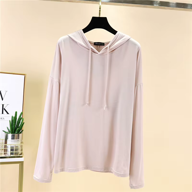 T-shirt à capuche en modal pour femme, haut décontracté printemps-automne, manches longues, coupe am