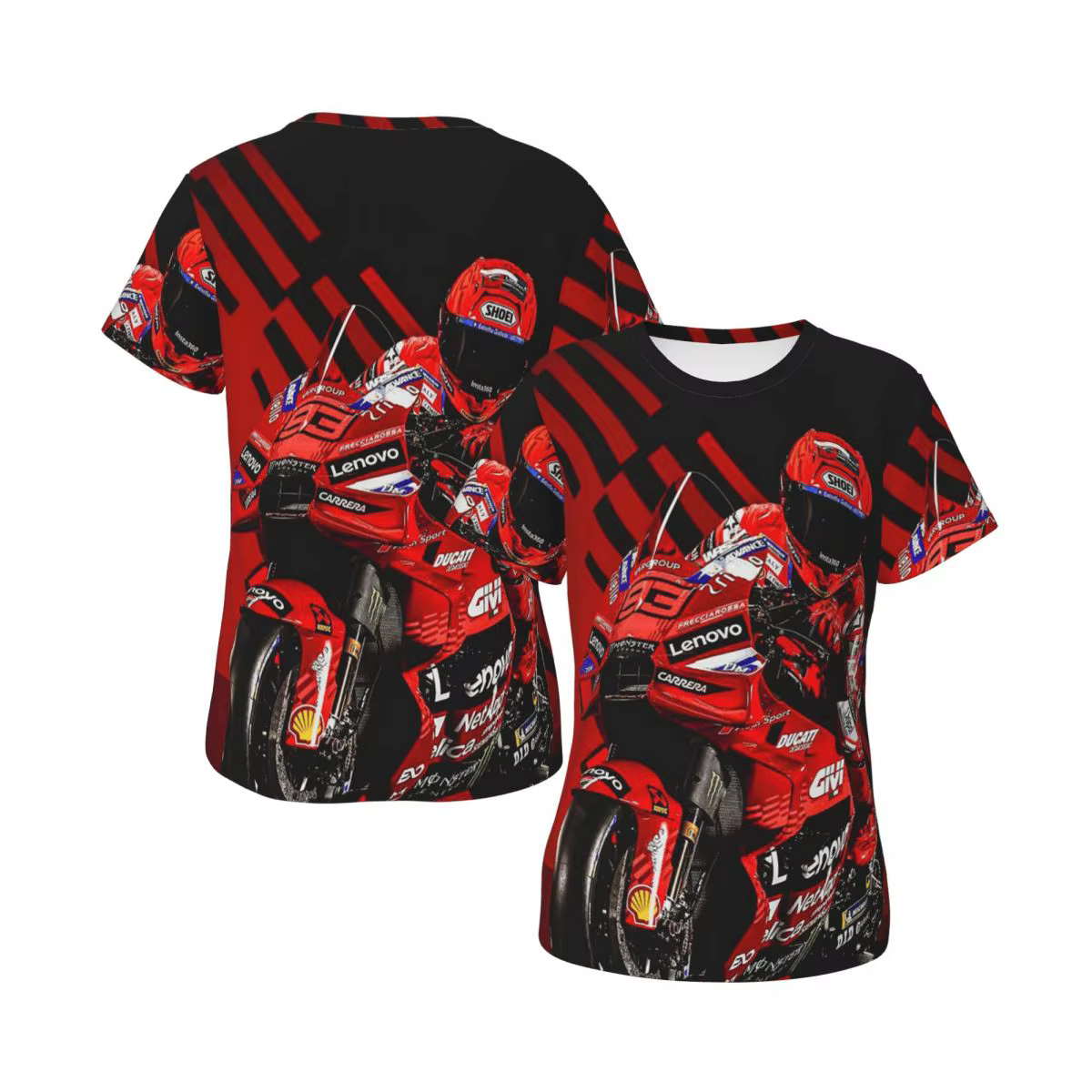 T-shirt de course de moto Marqueze pour femme, col rond, streetwear, t-shirts pour femme, vêtements 