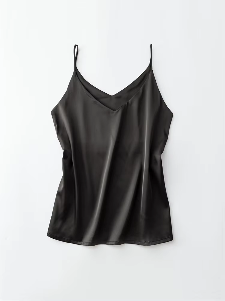 Haut à bretelles Spaghetti pour femmes, col en V, camisole blanche basique sans manches, débardeur e