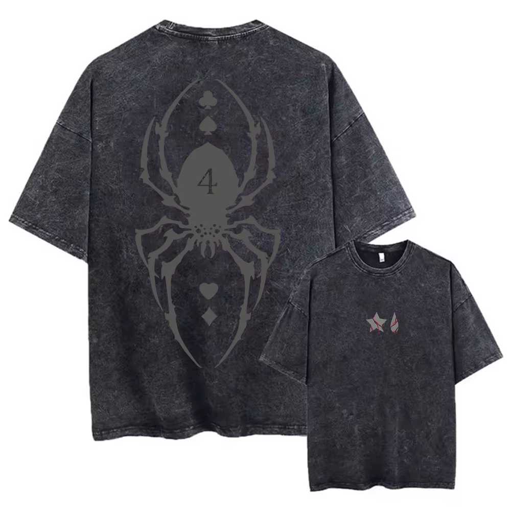 T-shirt délavé imprimé Anime japonais Hunter X Hunter, 100% coton, mode, confortable, respirant, Sim
