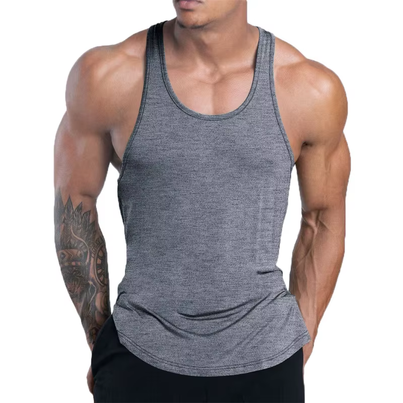 Débardeur de Fitness pour hommes, maillot de corps d'entraînement de gymnastique d'été, gilet de cou
