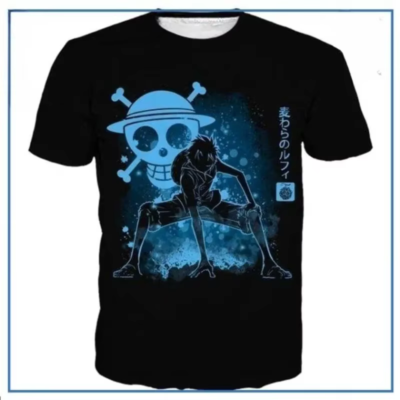 T-shirt One Piece Luffy Blue Aura – Streetwear de haute qualité unisexe – Nouvelle collection été 20