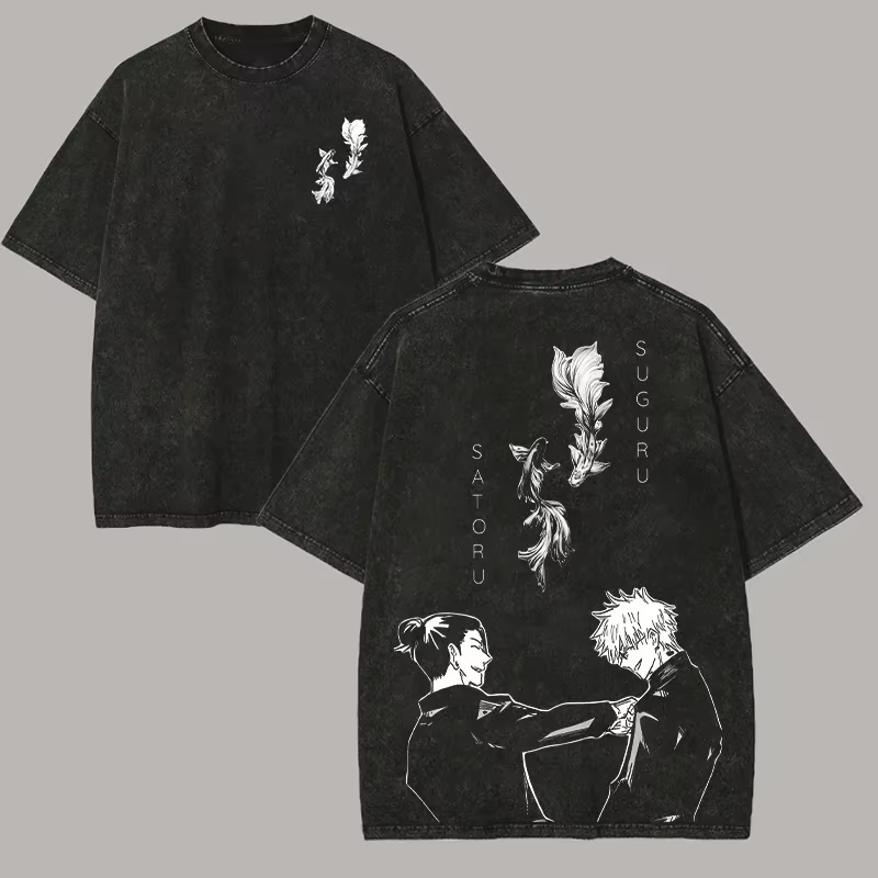 T-shirt graphique Jujutsu Kaisen, anime japonais, style Harajuku vintage, t-shirt délavé, vêtements