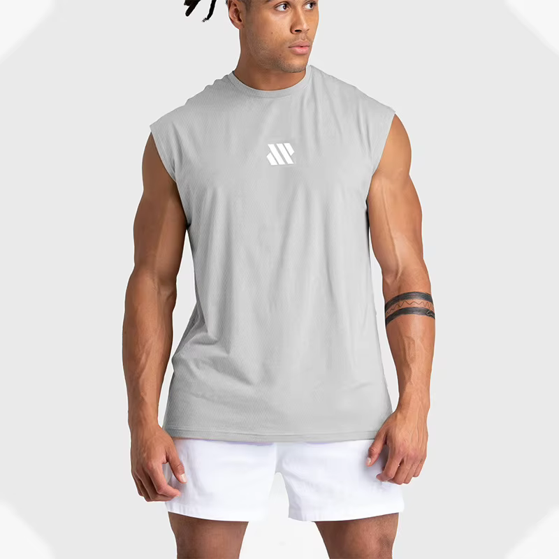 T-shirt d'été sans manches pour hommes, gilet d'entraînement ample et respirant, gilet à séchage rap