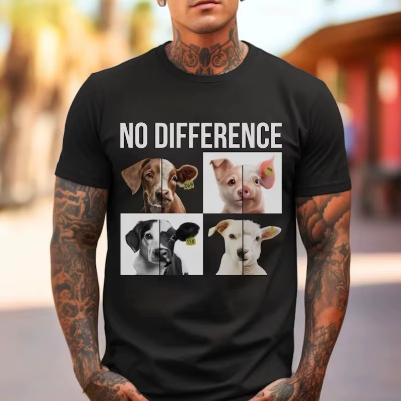 Nouveauté T-shirt Vegan Droits des Animaux pour Homme et Femme, en Coton, Coupe Oversize Ample, Col 