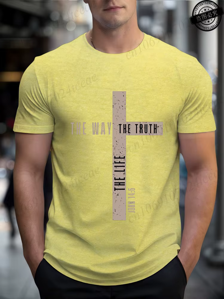 T-shirts pour hommes « Jésus est roi », tops « Le chemin, la vérité, la vie », t-shirt avec verset b