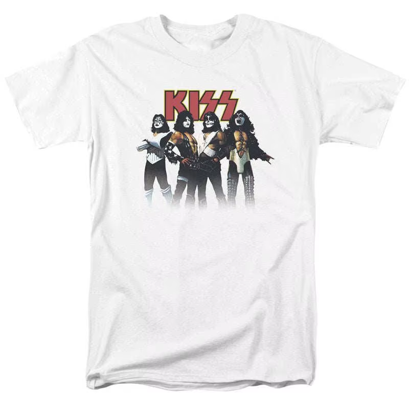 Nouveau T-shirt pour homme en coton pur lourd de style vintage américain rock-punk de la groupe KISS