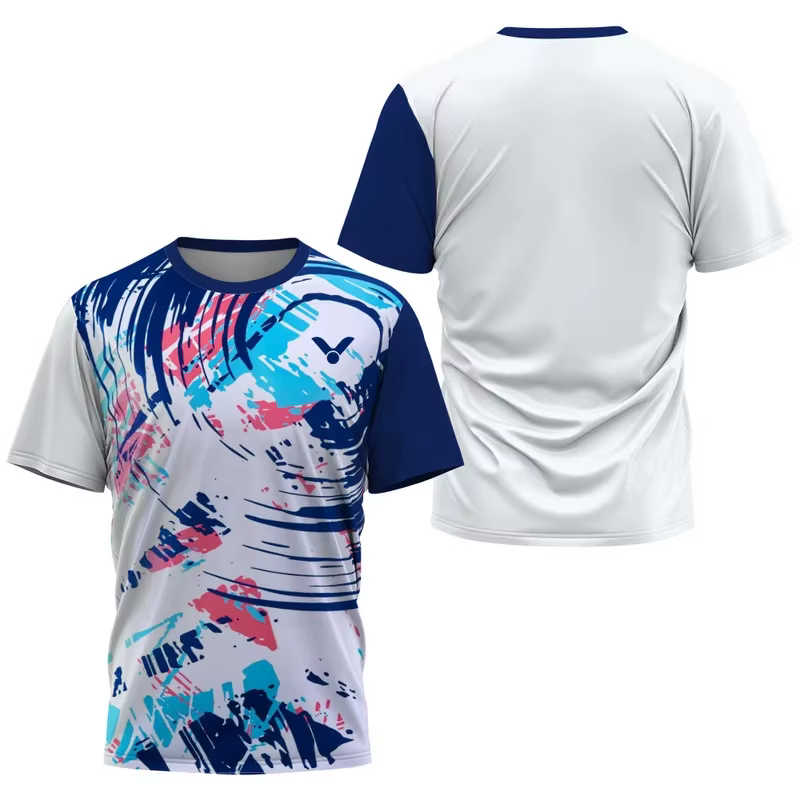 2025 T-shirt respirant de badminton et de tennis, vêtements de sport à la mode pour hommes, haut de 