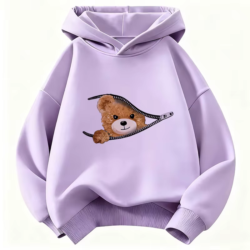 Sweat-shirt à capuche amusant pour enfants, motif ours mignon, pour garçons et filles, vêtements déc