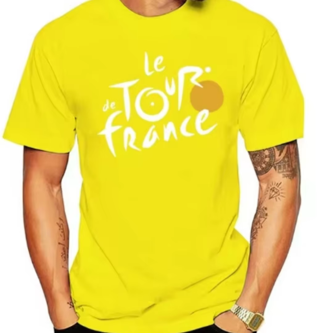 Vente chaude nouveau Tour de France hommes lettre imprimée confortable et respirant col rond T-shirt