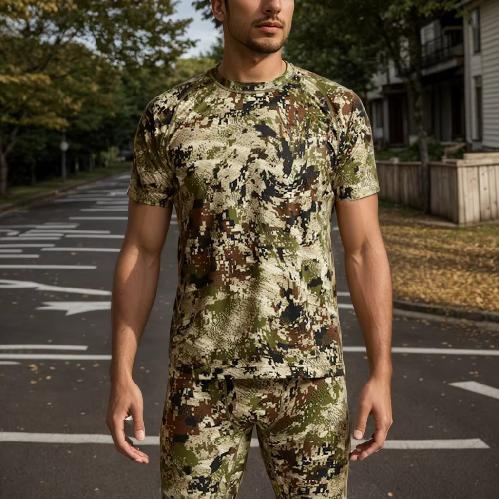 T-shirt pour homme, antibactérien, séchage rapide, imprimé camouflage, chasse, manches courtes, vête