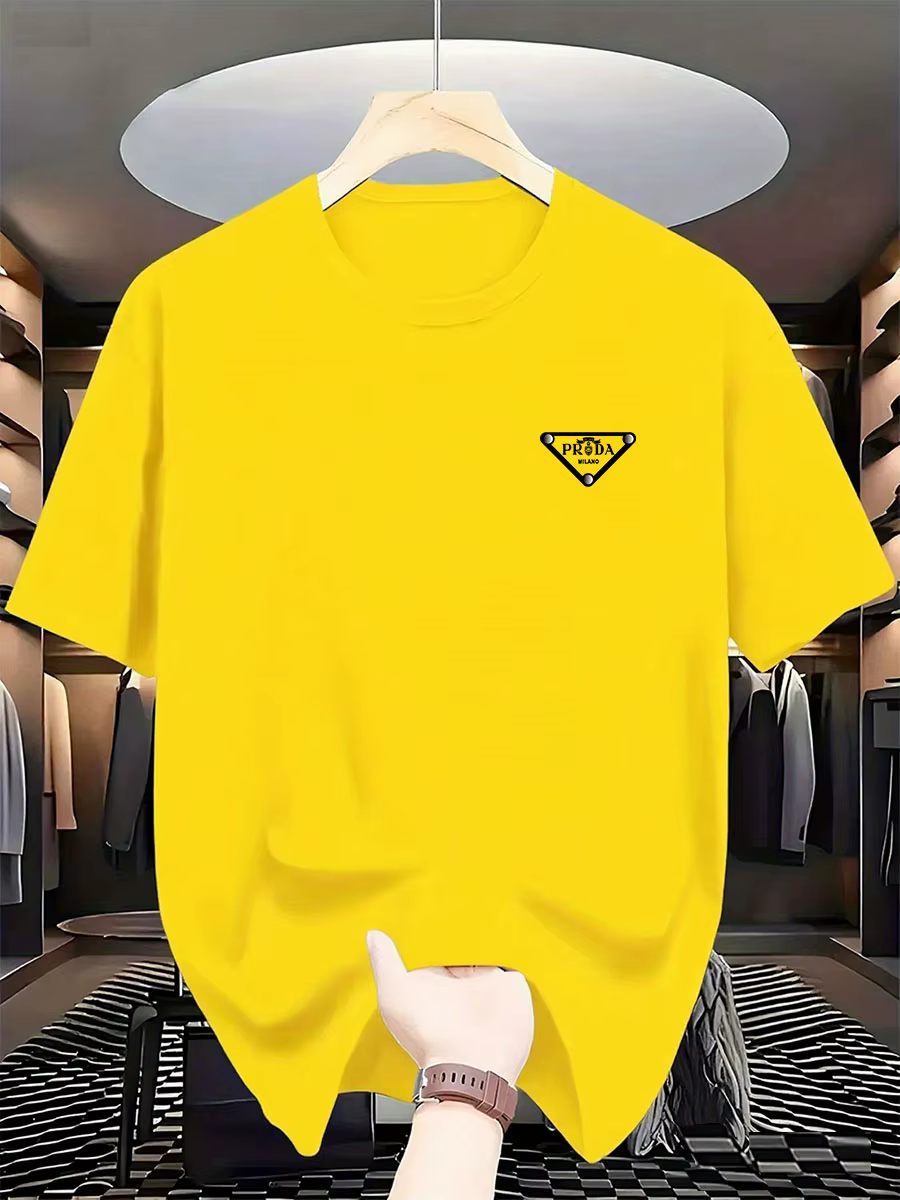 T-shirt imprimé pour homme, tendance mode milanaise 2026, marque internationale, coton pur, col rond