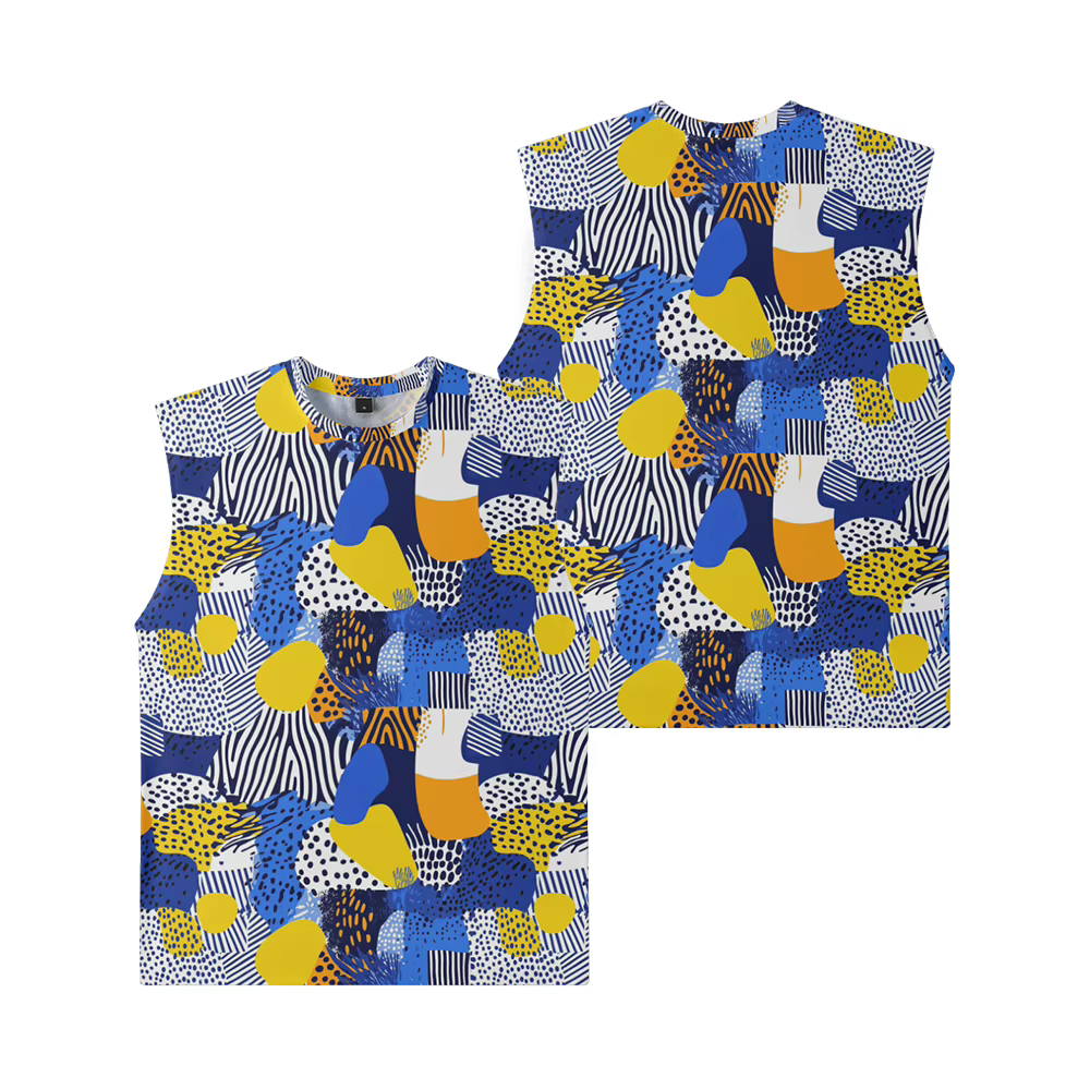 Débardeur à motif géométrique pour hommes, sans manches, couleur audacieuse, respirant, gilet d'entr