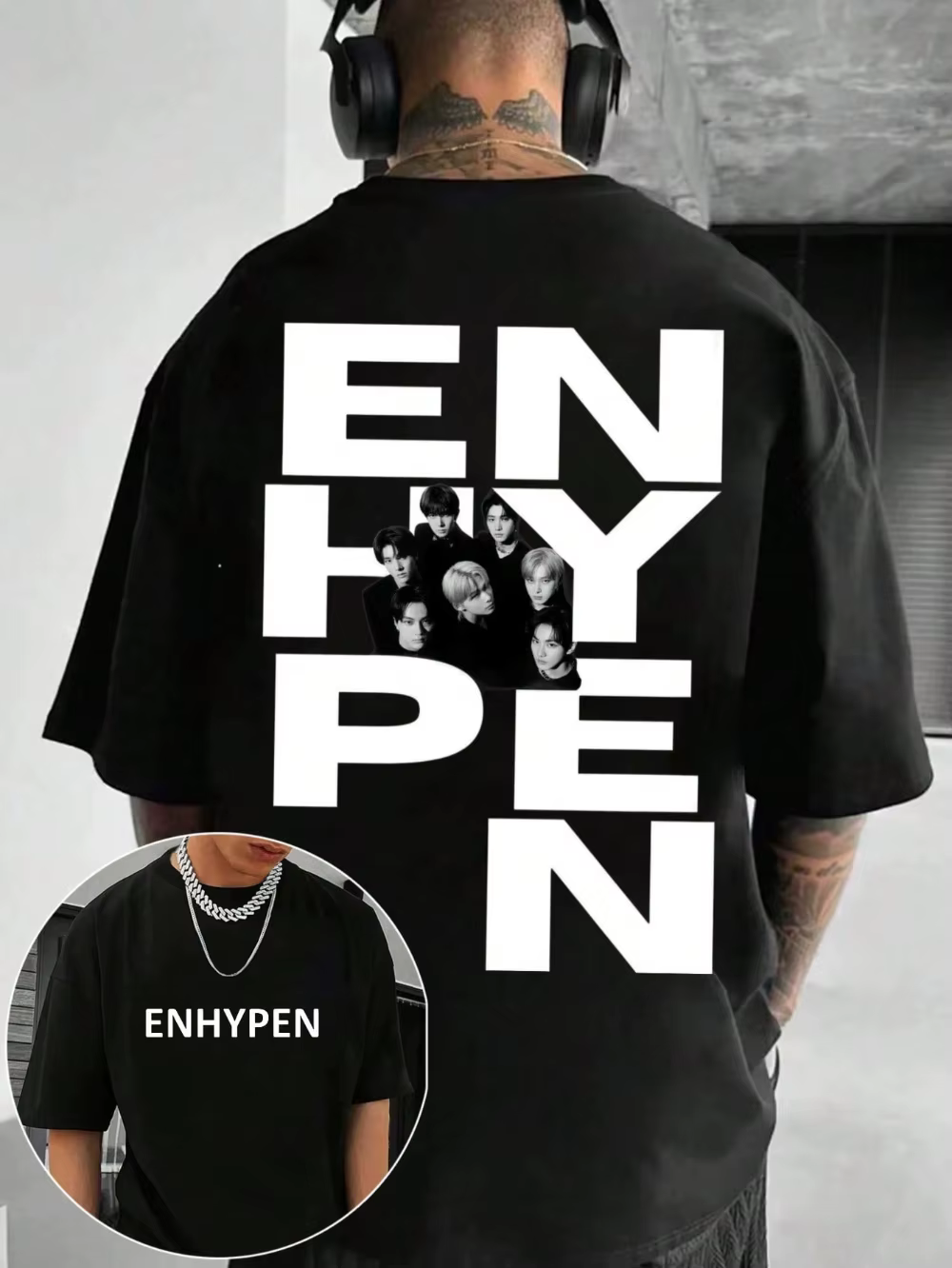 Enhyphen groupe Portrait conception hommes T-shirt Style coréen graphique T-shirt Couple pur coton t