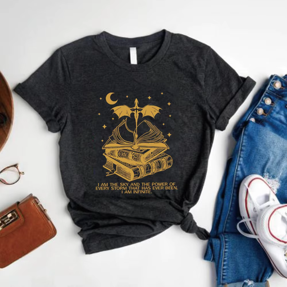 T-shirt Vintage Basgiath War imprimés, I Am The Sky, Fourth Wing Tee, Dragon Rider, Y Bookish, The U