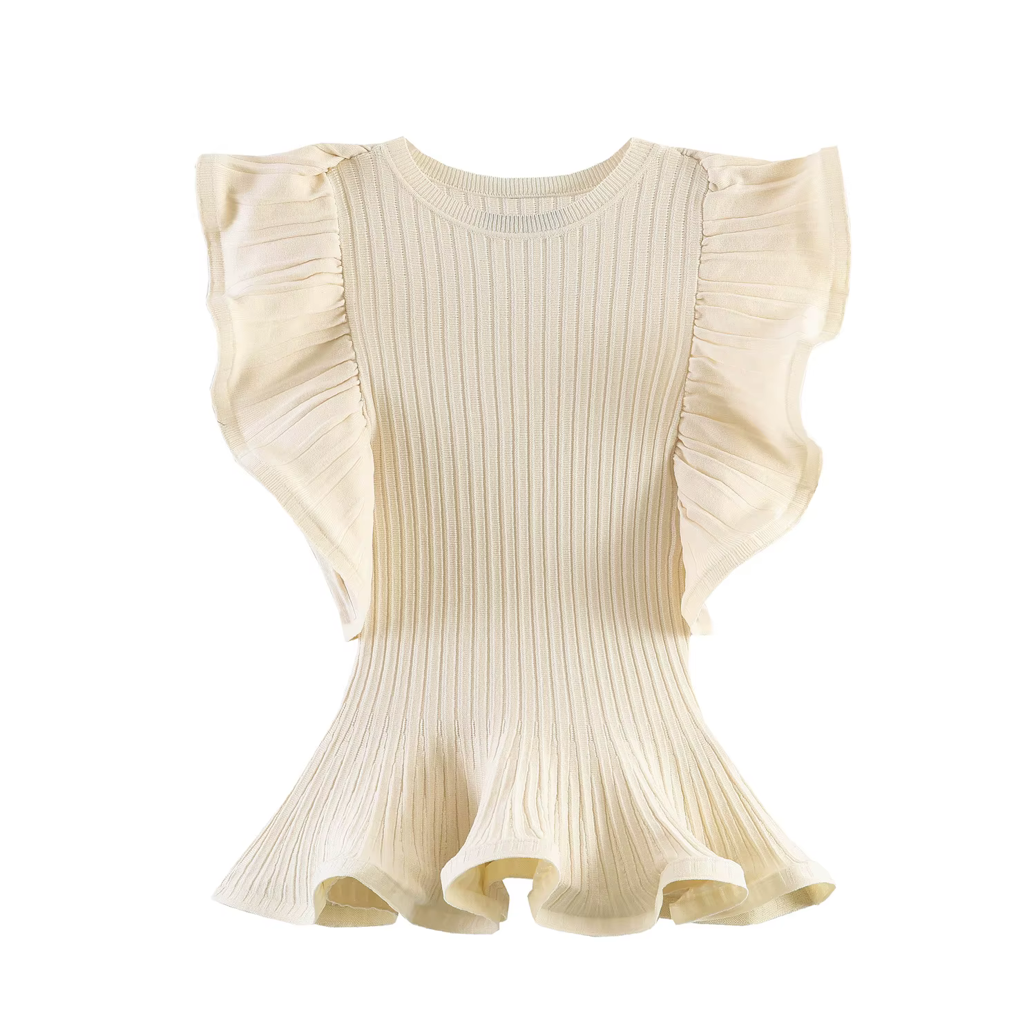 Willshela – débardeur plissé à volants kaki pour femmes, pull-over vintage à col rond sans manches, 