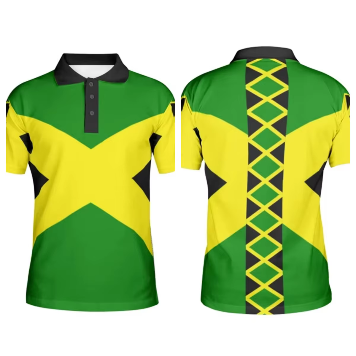 Polo Homme Drapeau Jamaïcain – T-shirt à Revers Imprimé 3D – Mode Patriotique Streetwear Décontracté