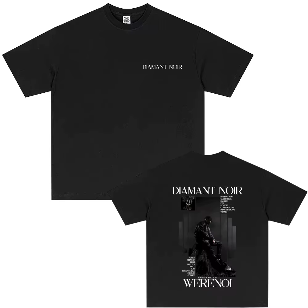 T-shirt tendance en coton pour homme et femme, collection été 2026, inspiré de l'album Diamant Noir
