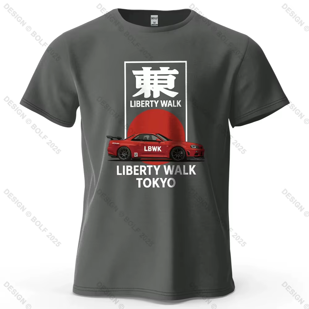 T-shirt imprimé Liberty Walk Tokyo pour hommes, en coton, surdimensionné, élégant, avec motifs graph