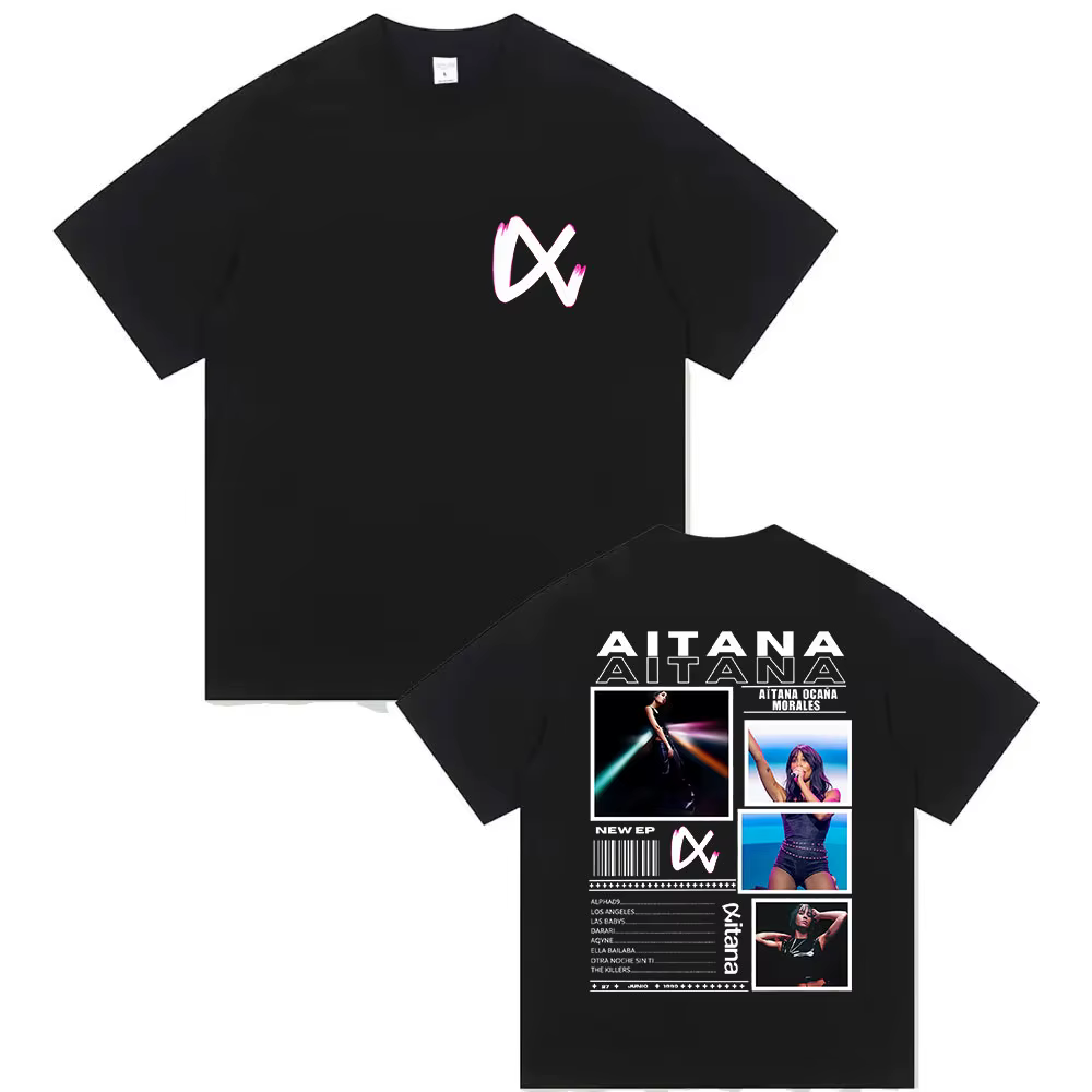 Chanteur Aitana Cuarto Azul Tour 2025 impression T-shirt hommes femmes Hip Hop Fans vêtements à manc