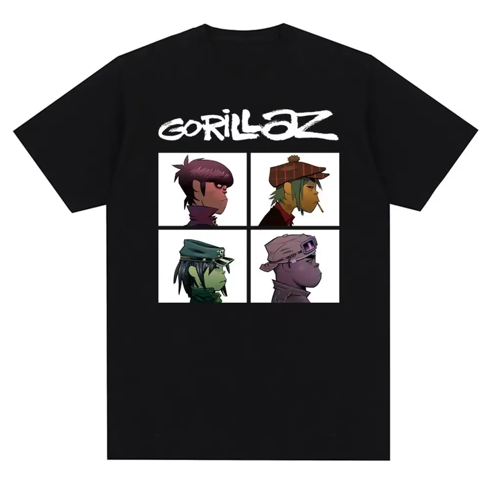 Groupe de musique Gorillazs Punk Rock imprimé t-shirt années 90 décontracté mode manches courtes gra